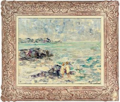 Children playing with a sailing boat