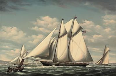 America's Cup yachts Magic and Glory racing in New York Harbour; and The America's Cup yacht Madeleine racing in the Mediterranean (one illustrated) by Salvatore Colacicco - Auction record, sale price, and art valuation. Compare with similar artists and explore comparable artworks.