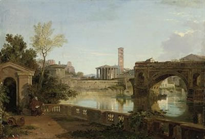 A view on the Tiber looking towards the Palantine Hill with Santa Maria in Cosmedin and the Temple of Vesta by Penry Williams - Auction record, sale price, and art valuation. Compare with similar artists and explore comparable artworks.