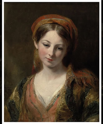 Portrait of a young girl, thought to be Henrietta Carpenter, bust length, in oriental dress