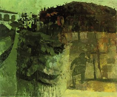 Figure in a garden with sunflowers by Leonard Rosoman - Auction record, sale price, and art valuation. Compare with similar artists and explore comparable artworks.