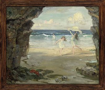 Girls playing on a beach