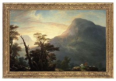 A mountainous landscape with cattle