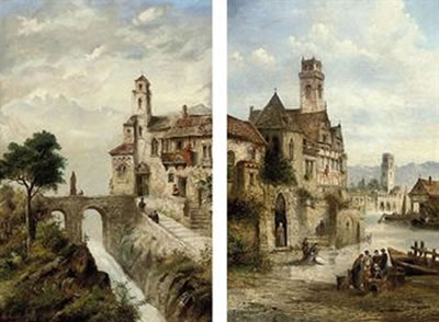 Washing clothes at the riverside; and A village by a mountain torrent a pair by Franz Auguste Rezia - Auction record, sale price, and art valuation. Compare with similar artists and explore comparable artworks.