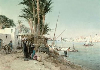 Traders on the banks of the Nile by Richard Barrett Talbot Kelly - Auction record, sale price, and art valuation. Compare with similar artists and explore comparable artworks.