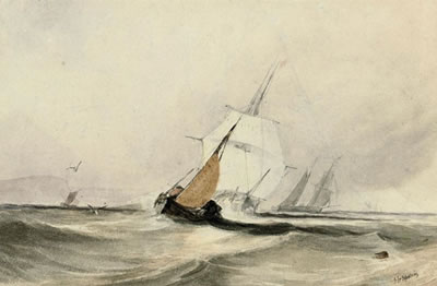 Shipping in a stiff breeze; and A frigate drawing close to a fishing boat (illustrated) (2) by John Le Capelain - Auction record, sale price, and art valuation. Compare with similar artists and explore comparable artworks.