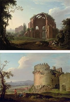 The Temple of Minerva, Rome; and The Tomb of Cecilia Metella on the via Appia (pair)