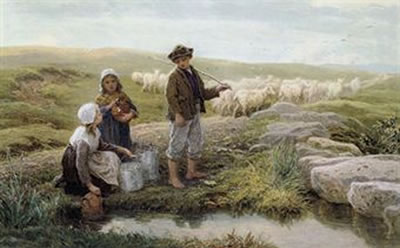 Children fetching water from the spring