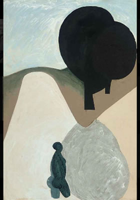 Wading Woman in Water by Bridge