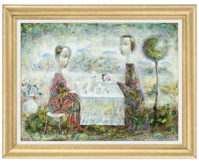 The tea party by Alexander Dobrodiy - Auction record, sale price, and art valuation. Compare with similar artists and explore comparable artworks.