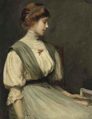 Portrait of Nora Allen, seated half-length, reading a book by William Mainwaring Palin - Auction record, sale price, and art valuation. Compare with similar artists and explore comparable artworks.