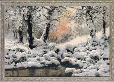 Winter landscape at sunset