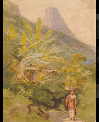 A Brazilian woman carrying a basket of fruit on her head, with Sugar Loaf beyond by Bernhard Wiegandt - Auction record, sale price, and art valuation. Compare with similar artists and explore comparable artworks.