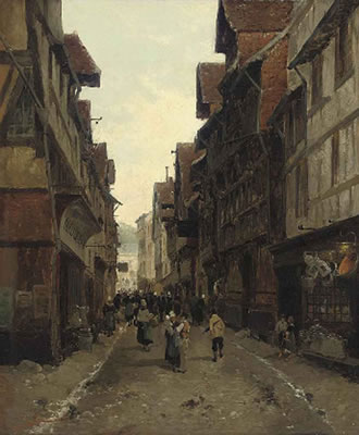 A bustling Flemish street