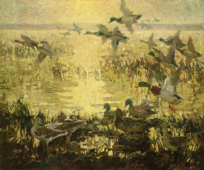 The flight of the wild duck by Charles Walter Simpson - Auction record, sale price, and art valuation. Compare with similar artists and explore comparable artworks.