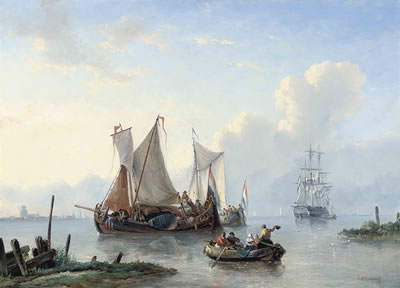 Dutch vessels at the mouth of a river