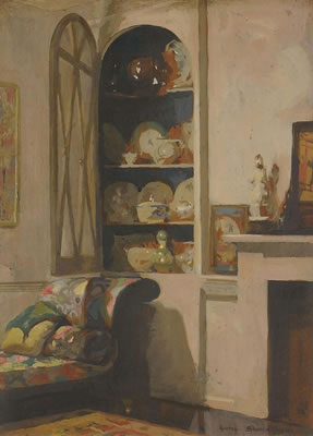 Corner of a room by George Sheringham - Auction record, sale price, and art valuation. Compare with similar artists and explore comparable artworks.