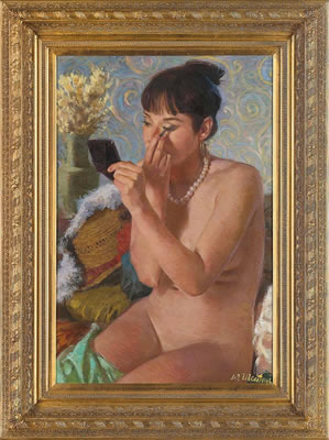 Doing her make-up
