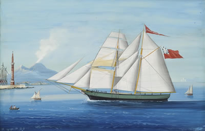 The brigantine James Stonard of Ulveston entering Naples, 20th March 1865