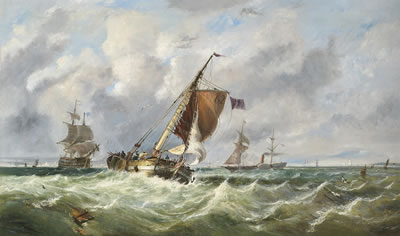 Shipping in a stiff breeze in the Channel by John Callow - Auction record, sale price, and art valuation. Compare with similar artists and explore comparable artworks.