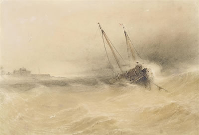Fishing boats at anchor and weathering the storm