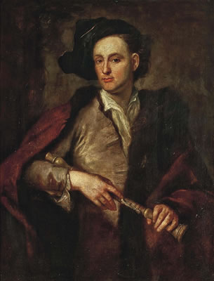Portrait of a gentleman, three-quarter-length, holding a flute