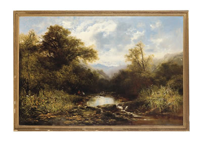 Figures in a river landscape