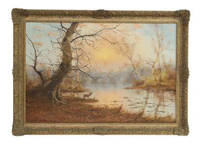 Sample artwork by Niels Christiansen (1873 - 1960), known for landscapes, pastures with horses, oil painting - View similar artists and auction records