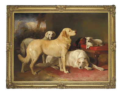 Golden retrievers and a terrier