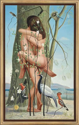AMOROUS COUPLE IN A GARDEN, WITH A HOOPOE by Andre Quellier - Auction record, sale price, and art valuation. Compare with similar artists and explore comparable artworks.