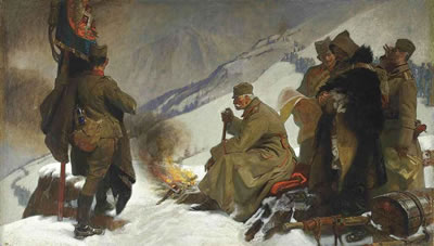 King Peter of Serbia retreating across the Albanian Mountains, 1915 (2) by Francis Owen Salisbury - Auction record, sale price, and art valuation. Compare with similar artists and explore comparable artworks.