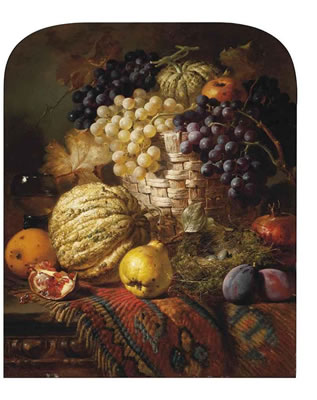Fruit, a roemer, a wicker basket and bird's nest on a wooden table by William Duffield - Auction record, sale price, and art valuation. Compare with similar artists and explore comparable artworks.