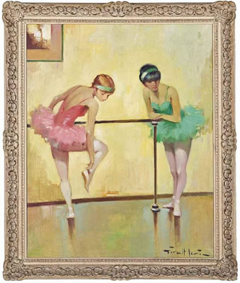The ballet dancers by Juan Giralt-Lerin - Auction record, sale price, and art valuation. Compare with similar artists and explore comparable artworks.