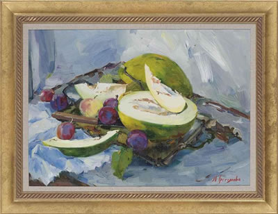 Plums and melon