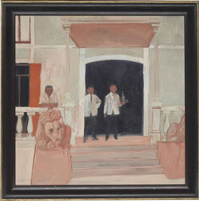 Portrait of Hans Schwarz: Spanish Hotel with Self-portrait