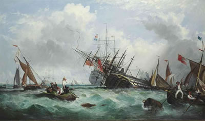 The loss of the 100-gun First Rate H.M.S. Royal George at Spithead, 29th August 1782