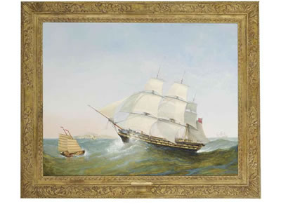 The East Indiaman Exeter making for the Ladrone Islands, China, 1805