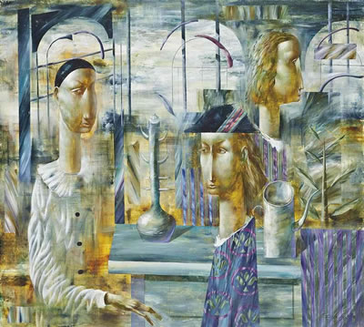 Figures at a table
