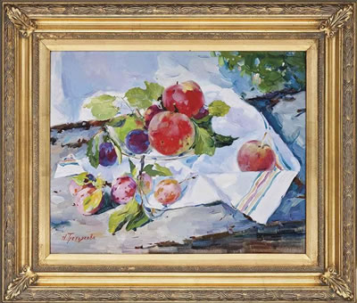 Apples and plums by Natalya Tretyakova - Auction record, sale price, and art valuation. Compare with similar artists and explore comparable artworks.