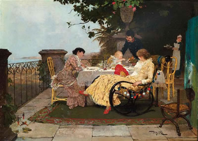 Déjeuner sur la terrasse by Edouard John Menta - Auction record, sale price, and art valuation. Compare with similar artists and explore comparable artworks.