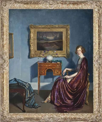 Portrait of an elegant lady, seated in an interior