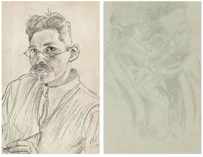 Portrait of Bernard Howell Leach: Self Portrait and Portrait of Kenzan