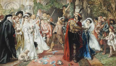 The marriage of Katherine and Petruchio: The Taming of the Shrew by John (RA) Sir Gilbert - Auction record, sale price, and art valuation. Compare with similar artists and explore comparable artworks.