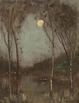 Moon over a lake