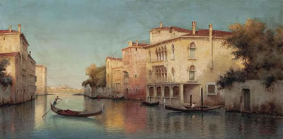A gondolier on a Venetian backwater