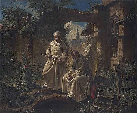 Fishing at a monastery