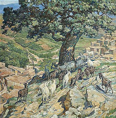 A boy and his goats above Anticoli, Italy