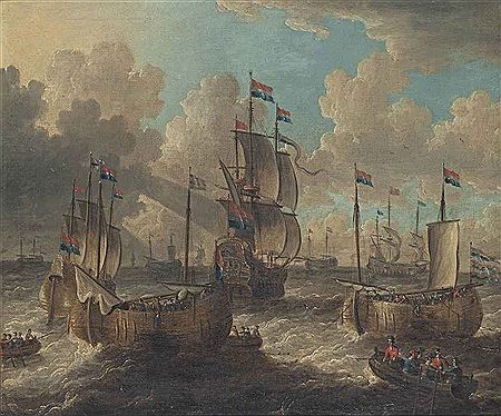 THE DUTCH FLEET ASSEMBLING AT THE MOUTH OF THE SCHELDT, POSSIBLY FOR THE ARRIVAL OF PETER THE GREAT ON HIS VISIT TO AMSTERDAM, AUGUST - SEPTEMBER, 1697