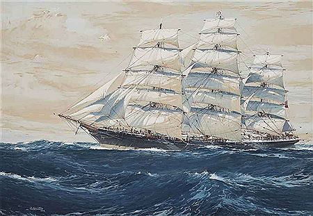 THE AUSTRALIAN CLIPPER SHIP TORRENS UNDER FULL SAIL