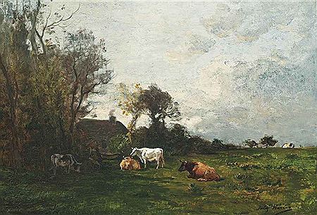 Paysage avec les vaches